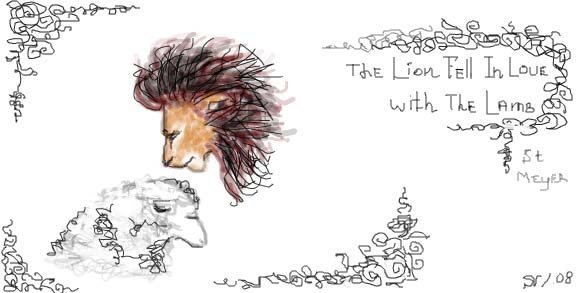 The Lion fell in love with the Lamb
Этот рисунок нарисовала моя подруга, ее так Сумерки вдохновили...
Не тырить!!!