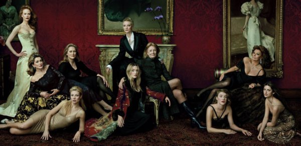 Nicole Kidman, Catherine Deneuve, Meryl Streep, Gwyneth Paltrow, Cate Blanchett, Kate Winslet, Vanessa Redgrave, Chloë Sevigny, Sophia Loren, and Penélope Cruz. Photograph by Annie Leibovitz