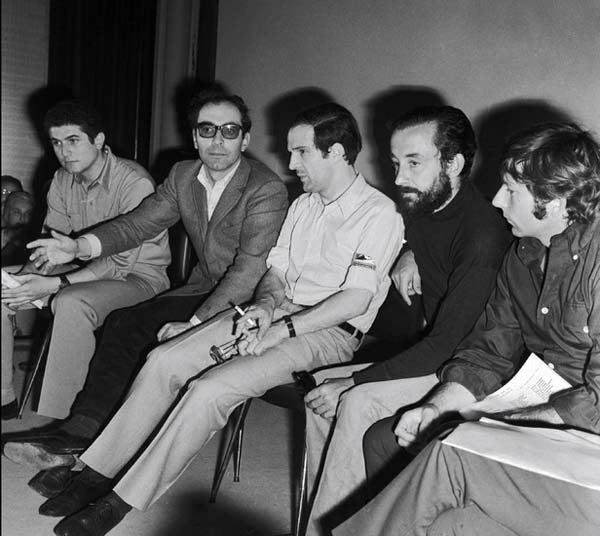 Слево направо: Claude Lelouch, Jean-Luc Godard, François Truffaut, Louis Malle and Roman Polanski