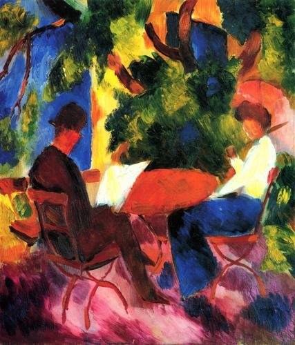 August Macke Couple at the garden table 1914 Expressionist Oil Painting