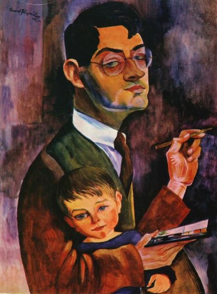Конрад Феликсмюллер Автопортрет с сыном 1926