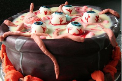 Halloween eye ball soup cake